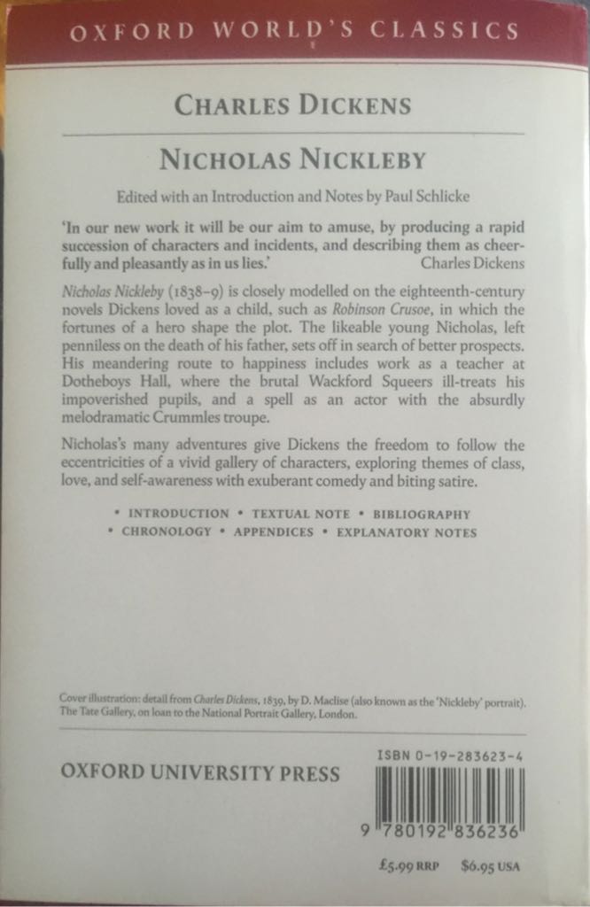 Nicholas Nickleby - Charles Dickens book collectible [Barcode 9780192836236] - Main Image 2