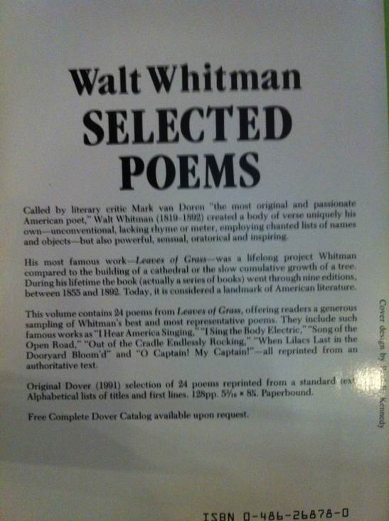 Selected Poems - Walt Whitman (Courier Corporation - Paperback) book collectible [Barcode 9780486268781] - Main Image 2
