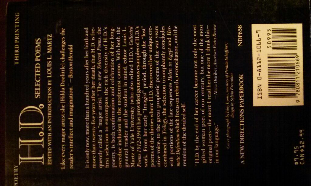 Selected Poems - H. D. (New Directions Publishing - Trade Paperback) book collectible [Barcode 9780811210669] - Main Image 2