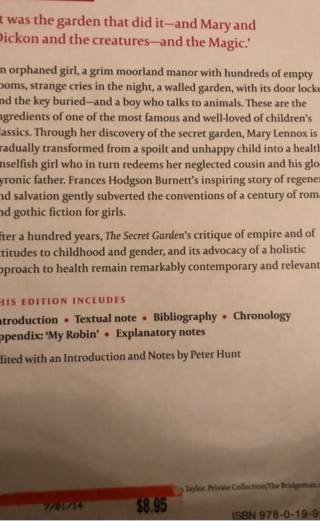 The Secret Garden - Frances Hodgsom Burnett (Oxford’s World Classics - Paperback) book collectible [Barcode 9780199588220] - Main Image 2