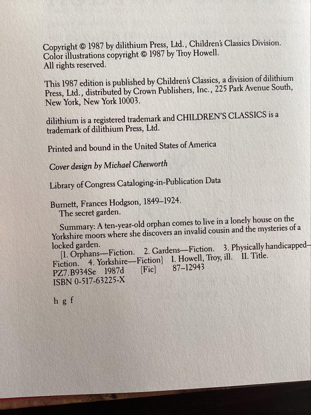 The Secret Garden - Frances Hodgson Burnett (Dilithium Press, Ltd - Hardcover) book collectible [Barcode 9780517632253] - Main Image 3