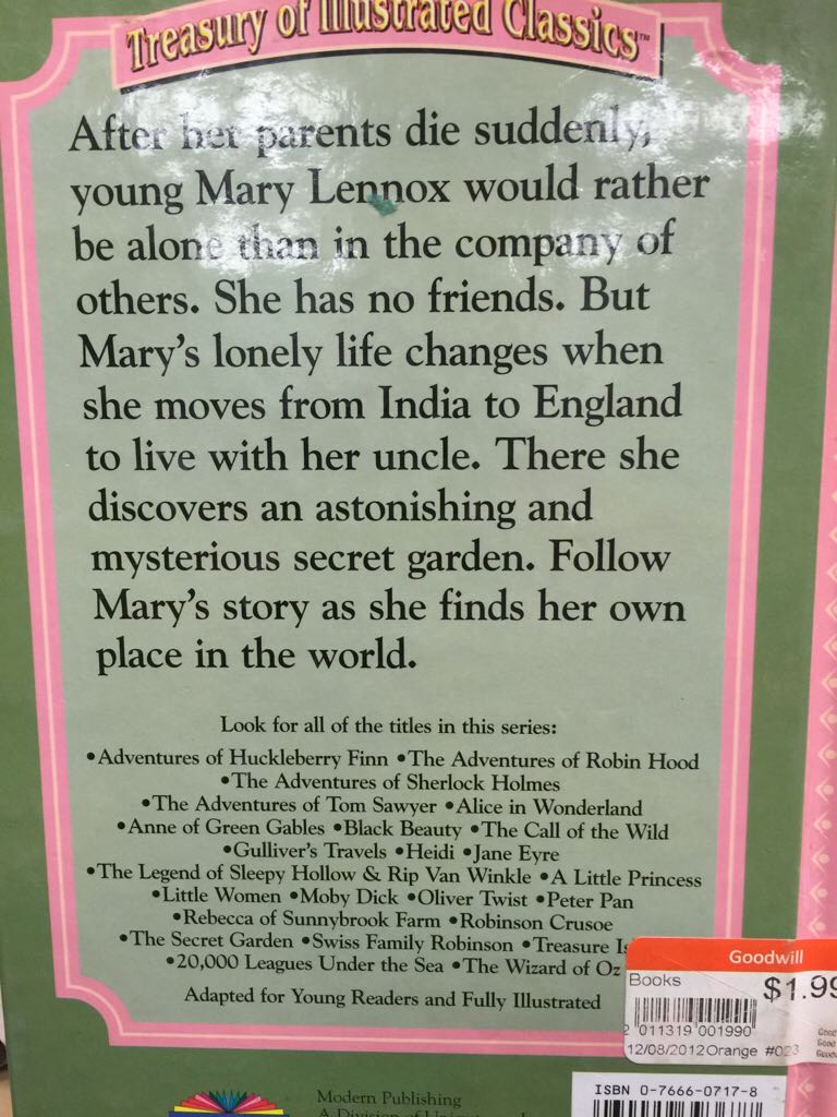The Secret Garden - Frances Hodgson Burnett (Modern Publishing) book collectible [Barcode 9780766607170] - Main Image 2