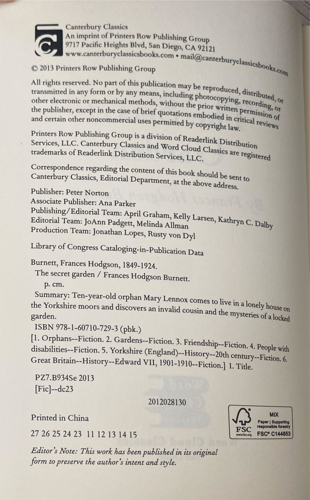 Secret Garden, The - Frances Hodgson Burnett (Canterbury Classics) book collectible [Barcode 9781607107293] - Main Image 4