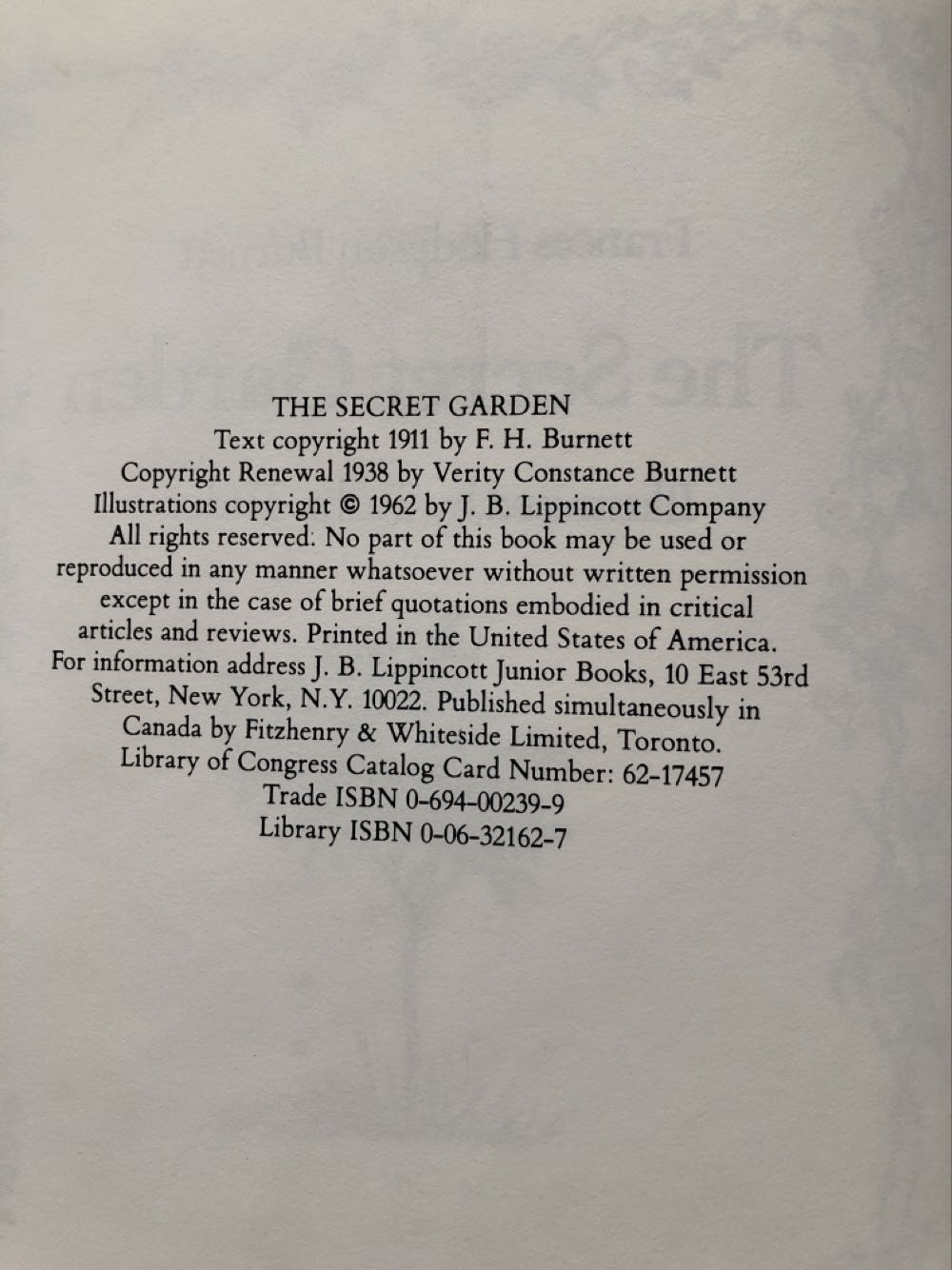 The Secret Garden - Frances Hodgson Burnett (J. B. Lippincott - Hardcover) book collectible - Main Image 4
