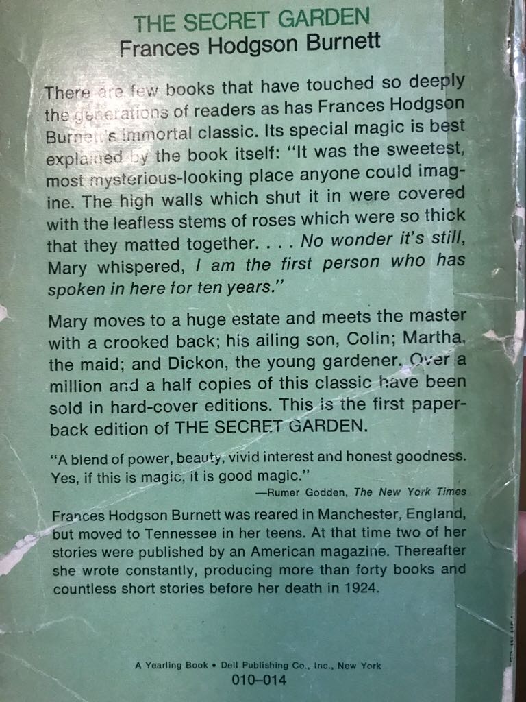 The Secret Garden - Francis Hodgson Burnett (Dell Publishing Co. , Inc. - Paperback) book collectible - Main Image 2