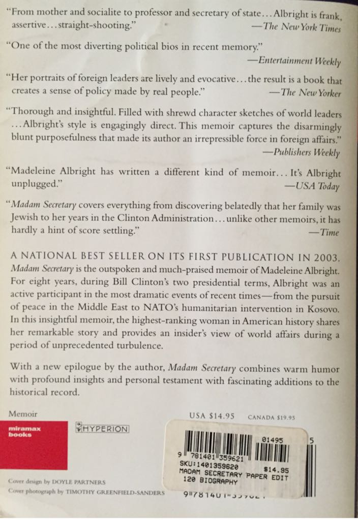 Madam Secretary - William Woodward (Miramax) book collectible [Barcode 9781401359621] - Main Image 2