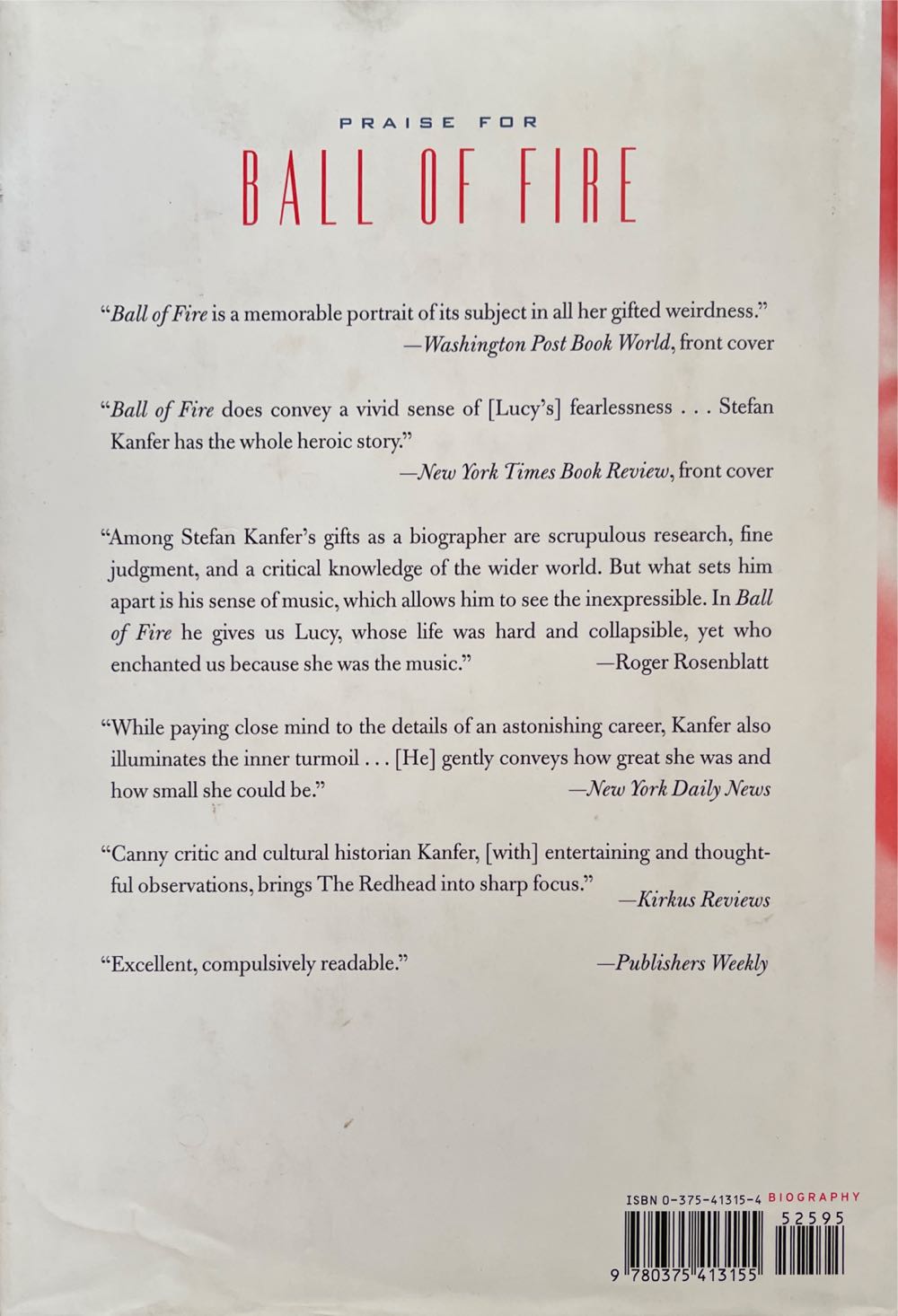 Ball of fire - Stefan Kanfer (Alfred A. Knopf - Hardcover) book collectible [Barcode 9780375413155] - Main Image 2