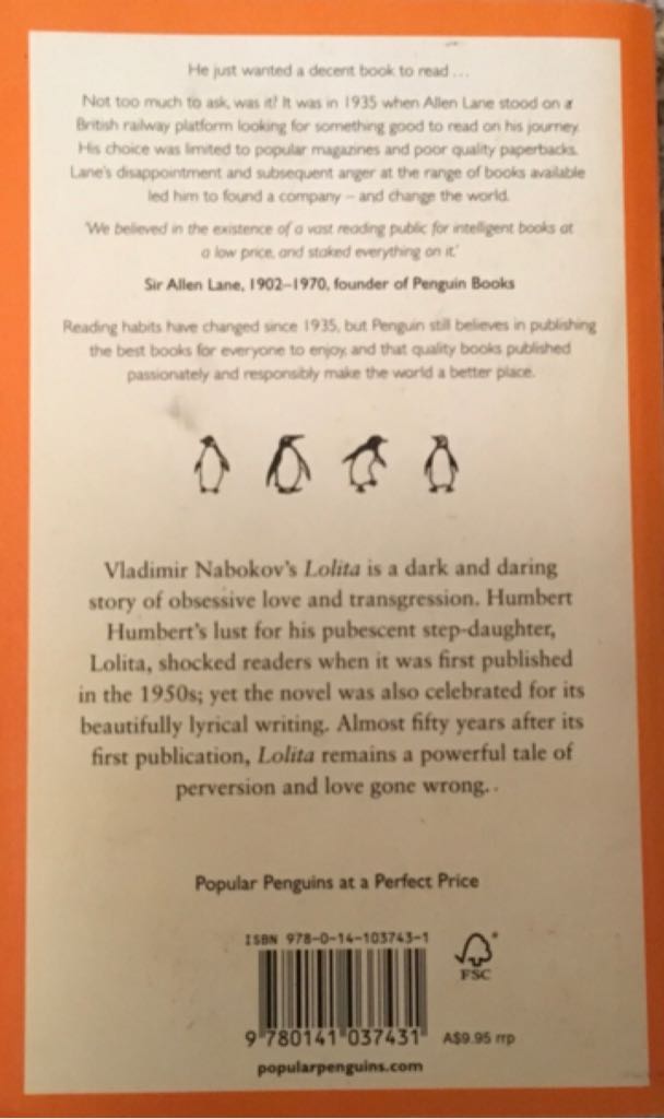 Lolita - Vladimir Nabokov (Penguin Books - Paperback) book collectible [Barcode 9780141037431] - Main Image 2