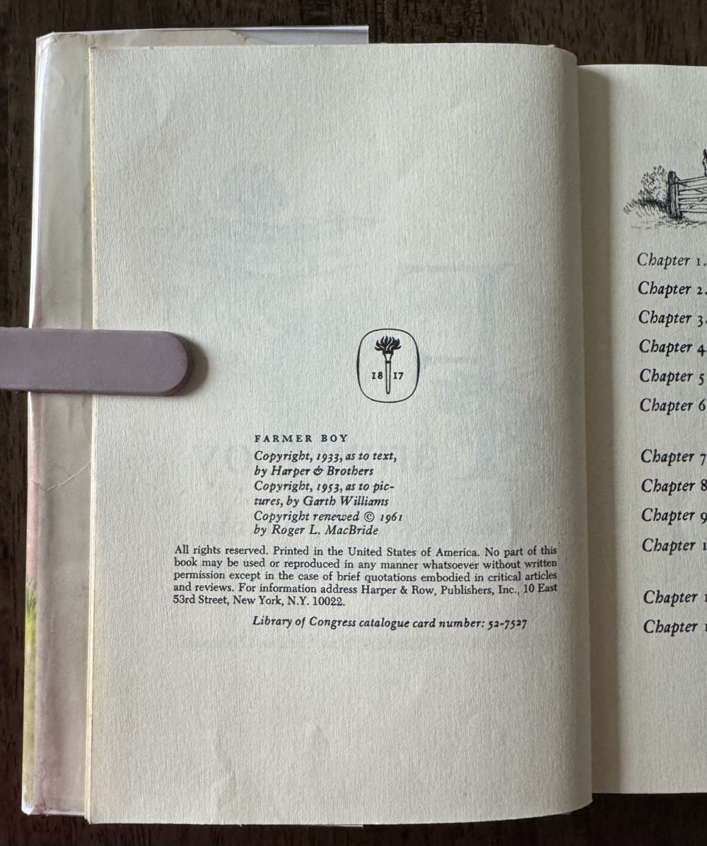 Farmer Boy - Laura Ingalls Wilder (Harper & Row, Publishers - Hardcover) book collectible [Barcode 9780590327879] - Main Image 3