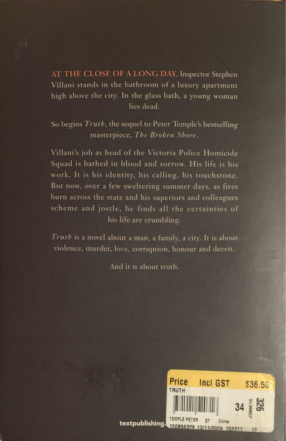 Truth - Peter Temple (Text Publishing - Trade Paperback) book collectible [Barcode 9781921520716] - Main Image 2