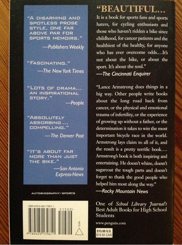 Its Not About The Bike - Lance Armstrong (Berkley - Paperback) book collectible [Barcode 9780425179611] - Main Image 2