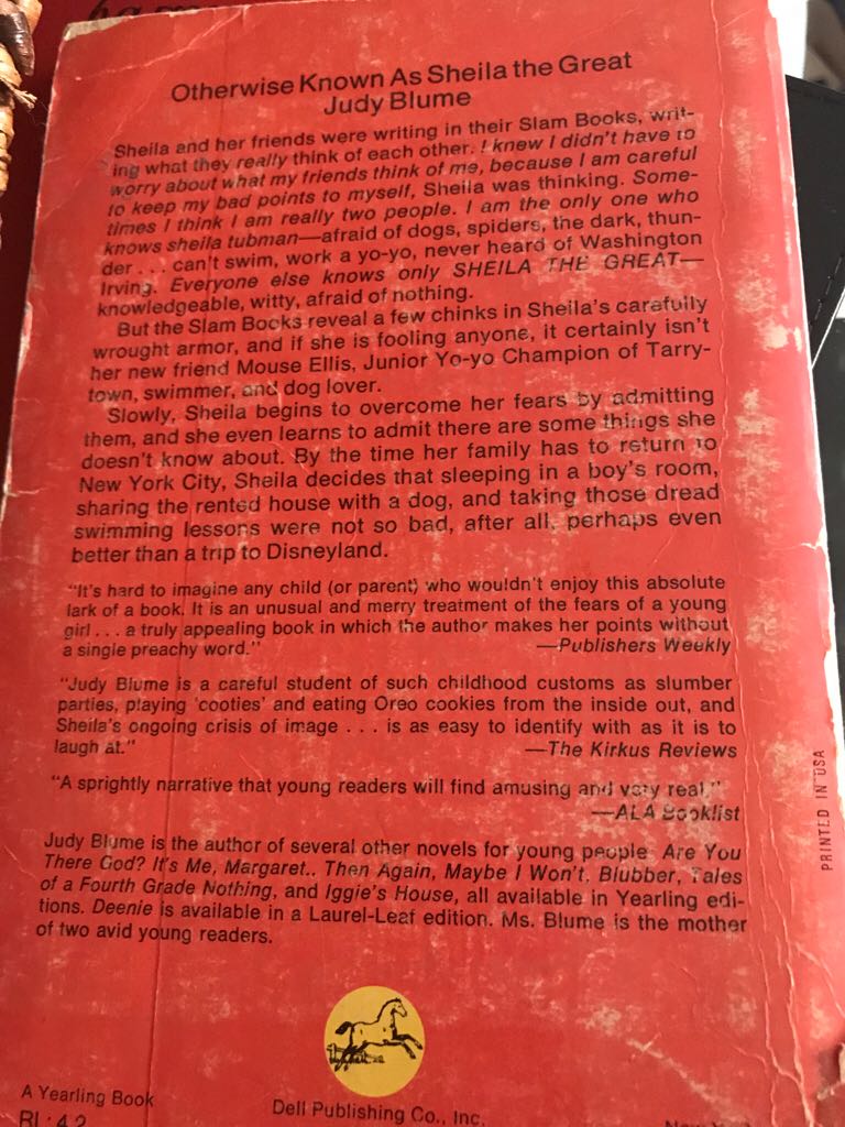 Otherwise Known As Sheila The Great - Judy Blume (Dell-Yearling Book - Paperback) book collectible [Barcode 9780440467014] - Main Image 2