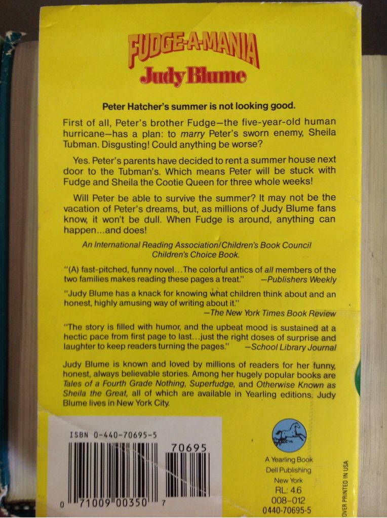 Fudge-a-Mania - Judy Blume (Dell Publishing - Paperback) book collectible [Barcode 9780440706953] - Main Image 2