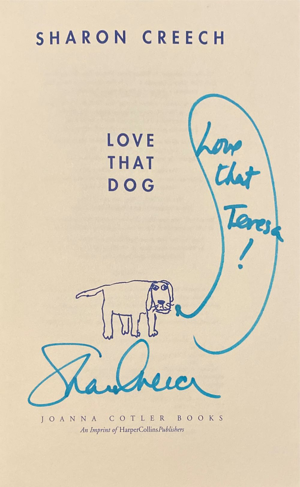 Love That Dog - Sharon Creech (Joanna Cotler Books) book collectible [Barcode 9780060292874] - Main Image 2