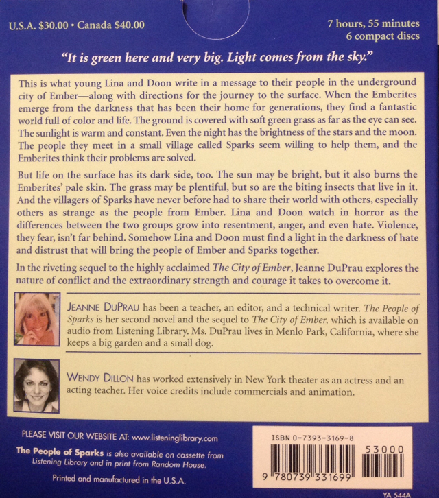 The People Of Sparks - Jeanne DuPrau (Listening Library - Audiobook) book collectible [Barcode 9780739331699] - Main Image 2