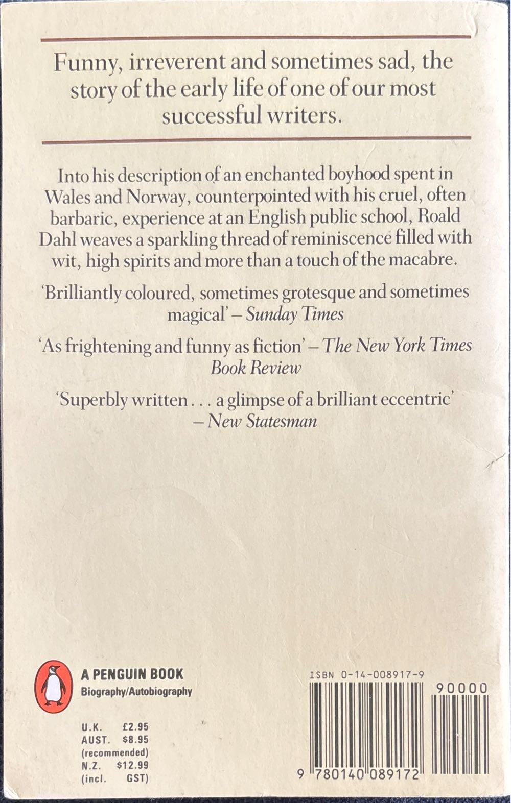 Boy - Roald Dahl (Penguin Books - Paperback) book collectible [Barcode 9780140089172] - Main Image 2