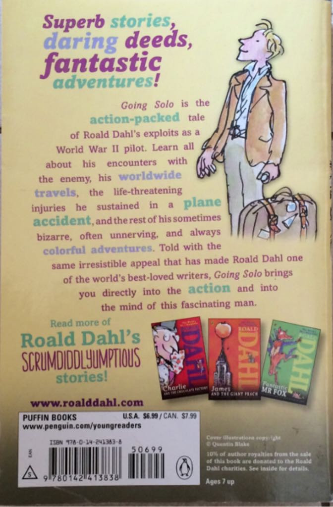 Going Solo - Roald Dahl (Puffin Books - Paperback) book collectible [Barcode 9780142413838] - Main Image 2
