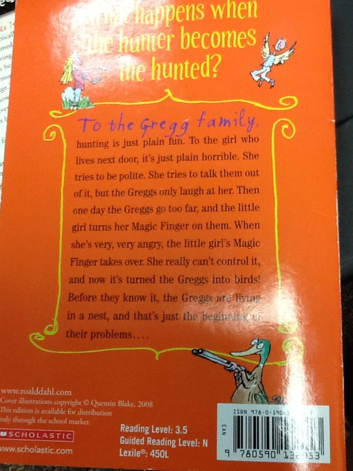 Magic Finger, The - Roald Dahl (Scholastic Inc. - Paperback) book collectible [Barcode 9780590132053] - Main Image 2