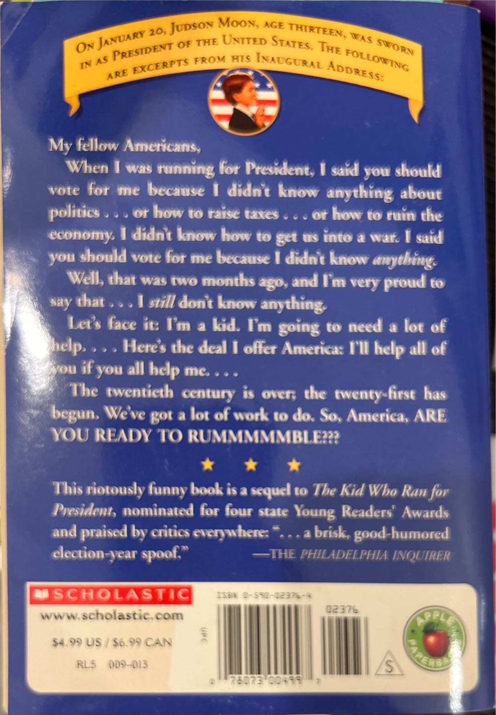 The Kid Who Became President #2 - Dan Gutman book collectible [Barcode 9780590023764] - Main Image 2