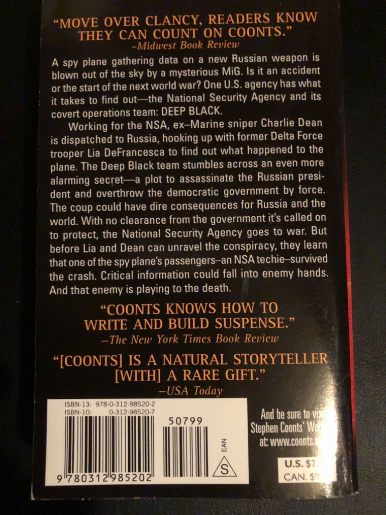 Deep Black (Stephen Coonts’ Deep Black, Book 1) - Stephen Coonts (St Martins Paperbacks - Paperback) book collectible [Barcode 9780312985202] - Main Image 2
