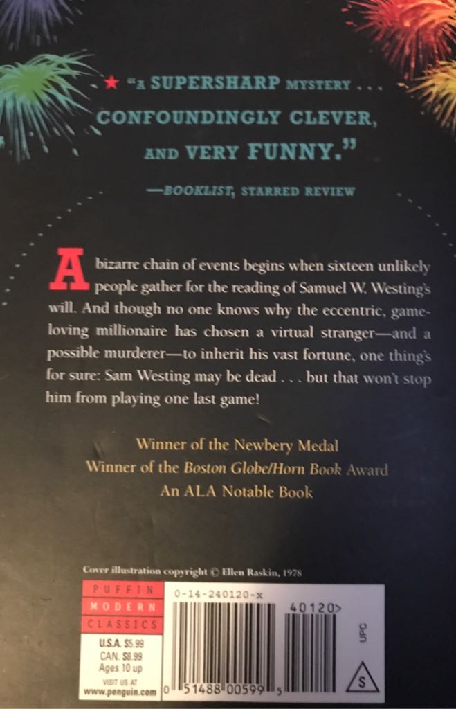 The Westing Game - Ellen Raskin (Puffin - Paperback) book collectible [Barcode 9780142401200] - Main Image 2