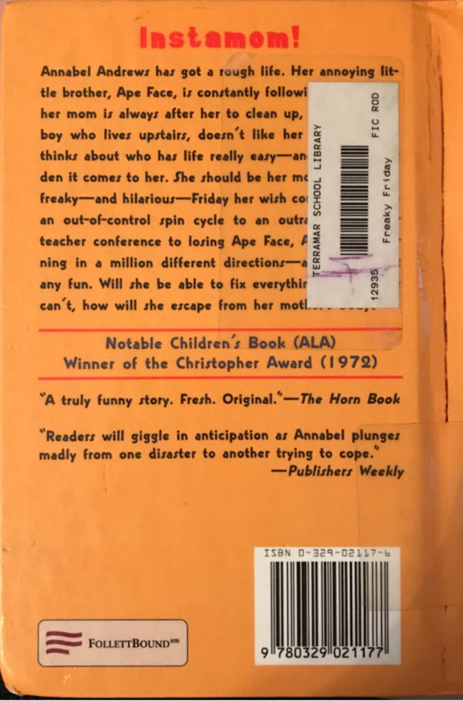 Freaky Friday  (HarperCollins Publishers Inc. - Hardcover) book collectible [Barcode 9780329021177] - Main Image 2