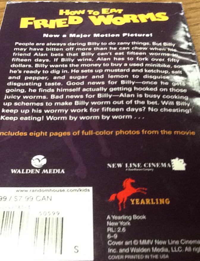 How To Eat Fried Worms - Thomas Rockwell (Yearling Books - Paperback) book collectible [Barcode 9780440421856] - Main Image 2