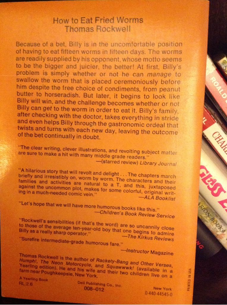 How To Eat Fried Worms - Thomas Rockwell (Dell Publishing Co., Inc. - Kindle) book collectible [Barcode 9780440445456] - Main Image 2