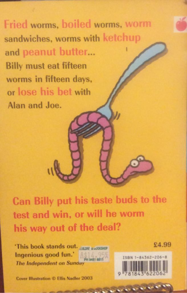 How To Eat Fried Worms - Thomas Rockwell (Orchard Books) book collectible [Barcode 9781843622062] - Main Image 2