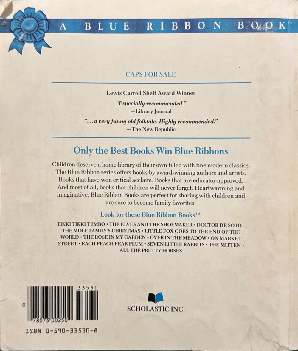 Caps For Sale - Esphyr Slobodkina (Scholastic - Paperback) book collectible [Barcode 9780590335300] - Main Image 2