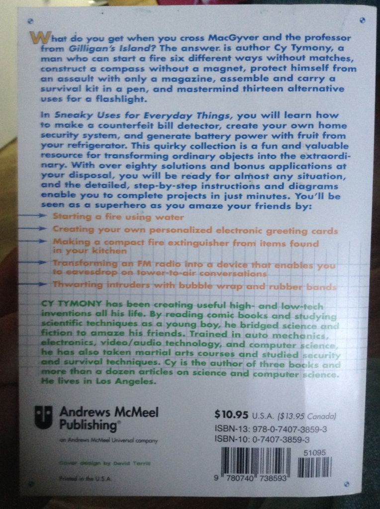 Sneaky Uses for Everyday Things - Cy Tymony (Andrews McMeel Publishing - Paperback) book collectible [Barcode 9780740738593] - Main Image 2