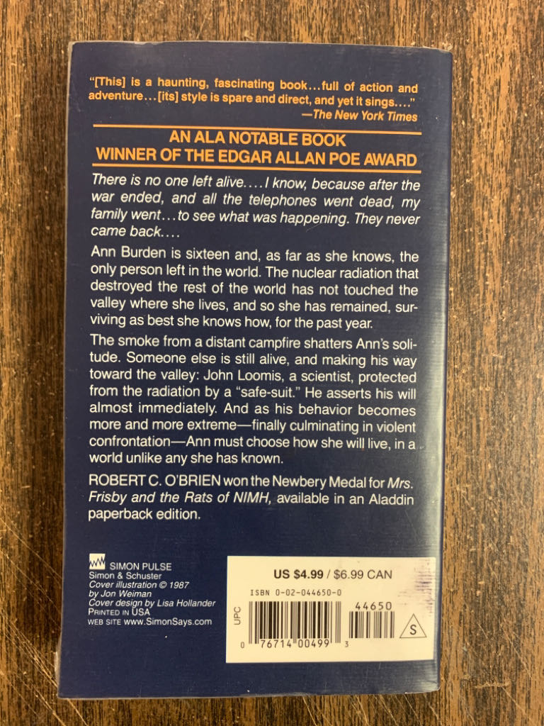 Z For Zachariah - Robert C O’Brien (Laurel Leaf - Paperback) book collectible [Barcode 9780020446507] - Main Image 2