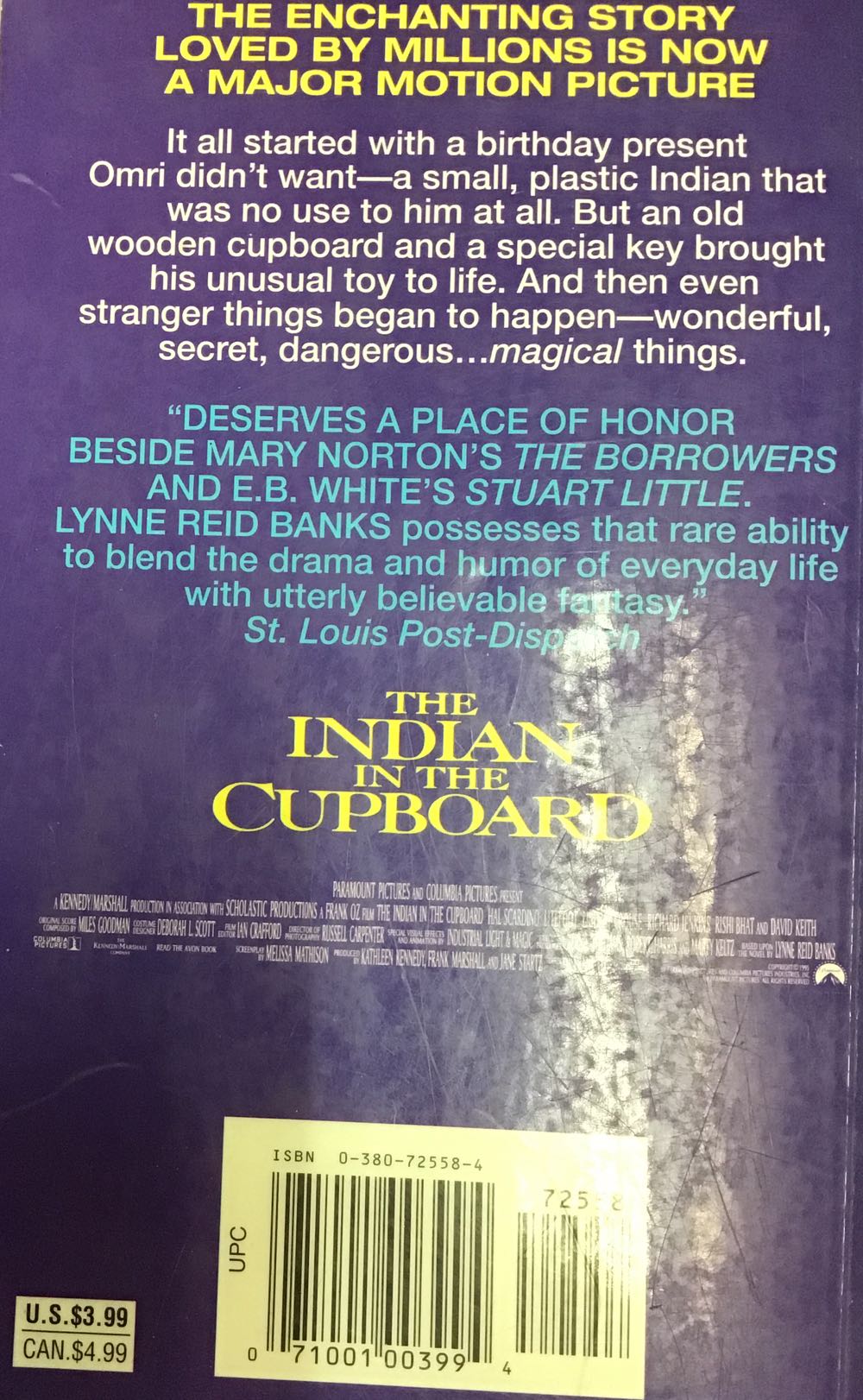 The Indian in the Cupboard - Lynne Reid Banks (Avon Books - Paperback) book collectible [Barcode 9780380725588] - Main Image 2