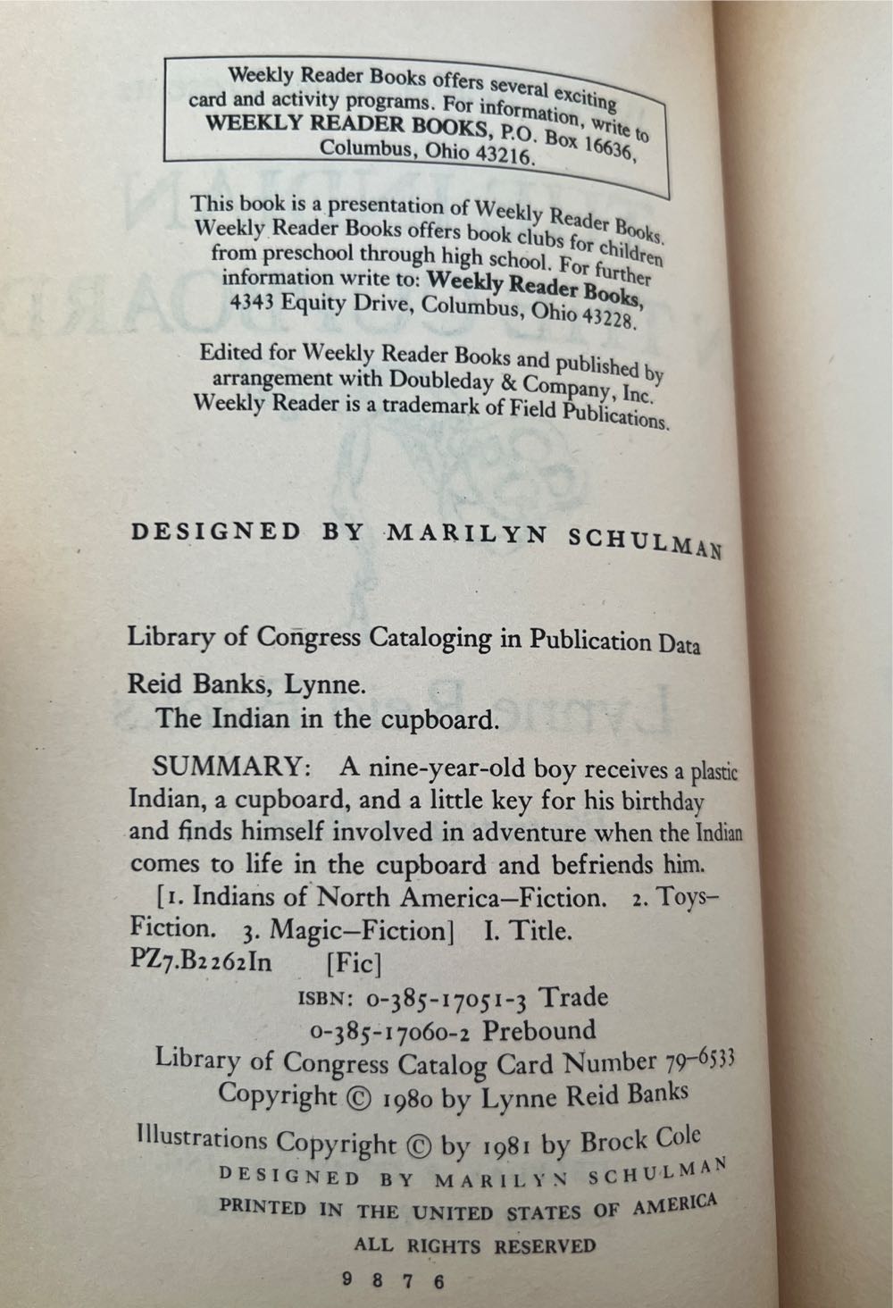 The Indian in the Cupboard - Lynne Reid Banks (Doubleday Books for Young Readers - Hardcover) book collectible [Barcode 9780385170512] - Main Image 4