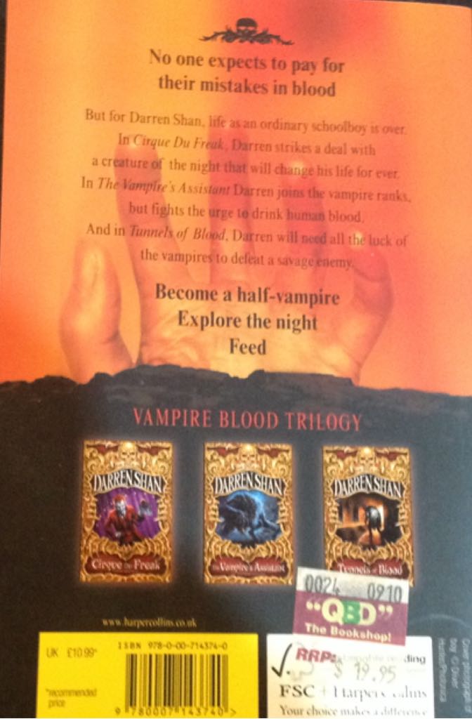 1. Vampire Blood Trilogy - Darren Shan (Harper Collins - Paperback) book collectible [Barcode 9780007143740] - Main Image 2