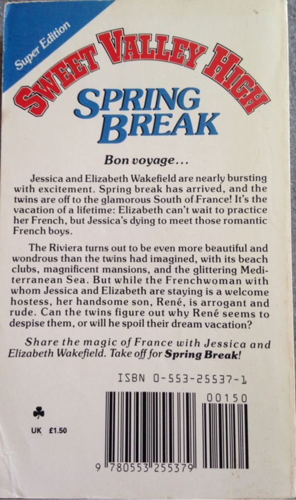 Spring Break - Francine Pascal (Sweet Valley - Paperback) book collectible [Barcode 9780553255379] - Main Image 2
