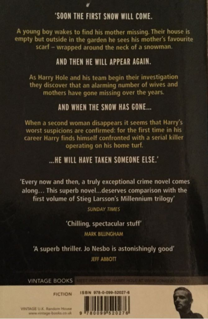 The Snowman - Jo Nesbo (Vintage Books - Paperback) book collectible [Barcode 9780099520276] - Main Image 2