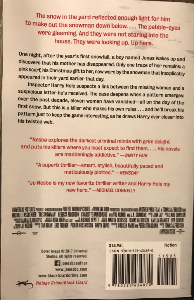 The Snowman - Jo Nesbø (Vintage Crime/Black Lizard - Paperback) book collectible [Barcode 9780525434870] - Main Image 2