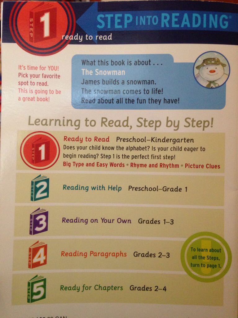 Step Into Reading 1: The Snowman - Raymond Briggs (Random House Books for Young Readers - Paperback) book collectible [Barcode 9780679894438] - Main Image 2