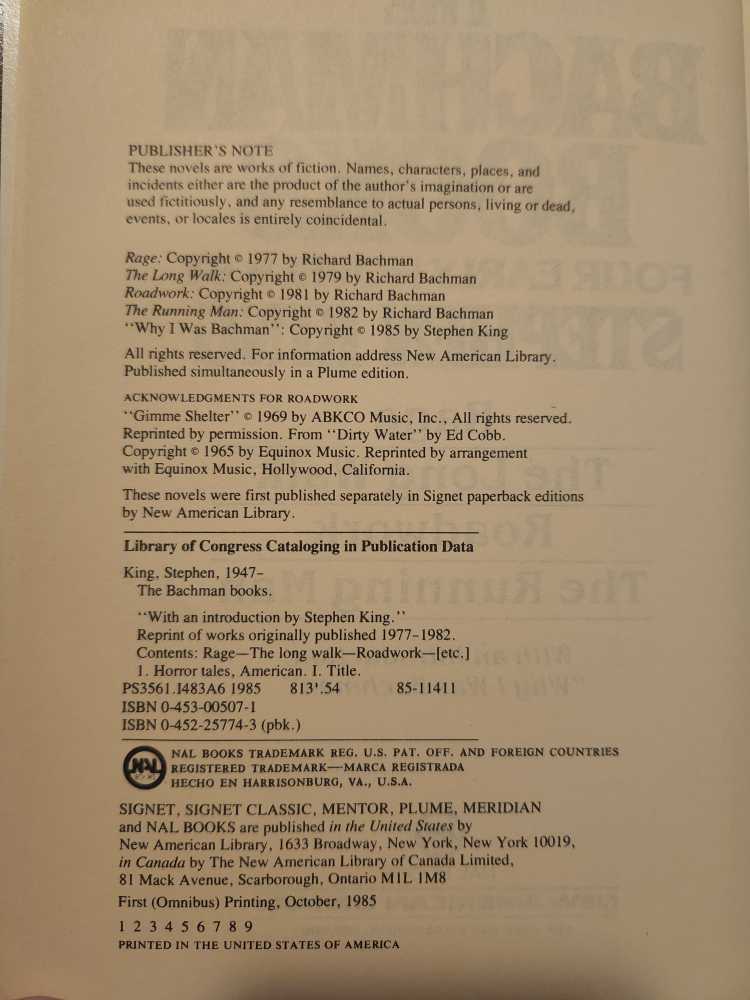 SK #4, 7, 10, 13: The Bachman Books - Stephen King (NAL Books - Hardcover) book collectible - Main Image 4