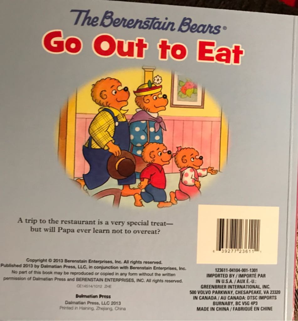 The Berenstain Bears Go Out To Eat - Stan & book collectible - Main Image 2