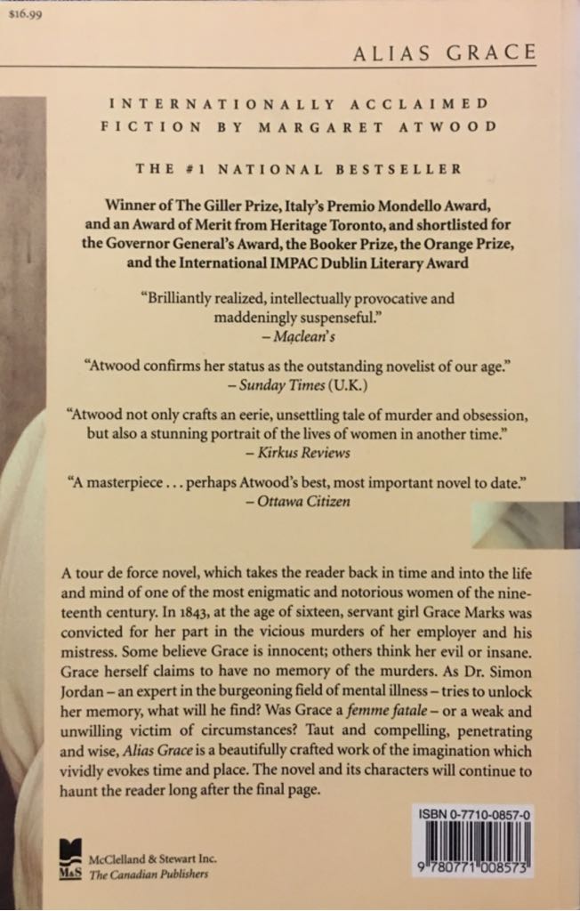 Alias Grace - Margaret Atwood (- Trade Paperback) book collectible [Barcode 9780771008573] - Main Image 2