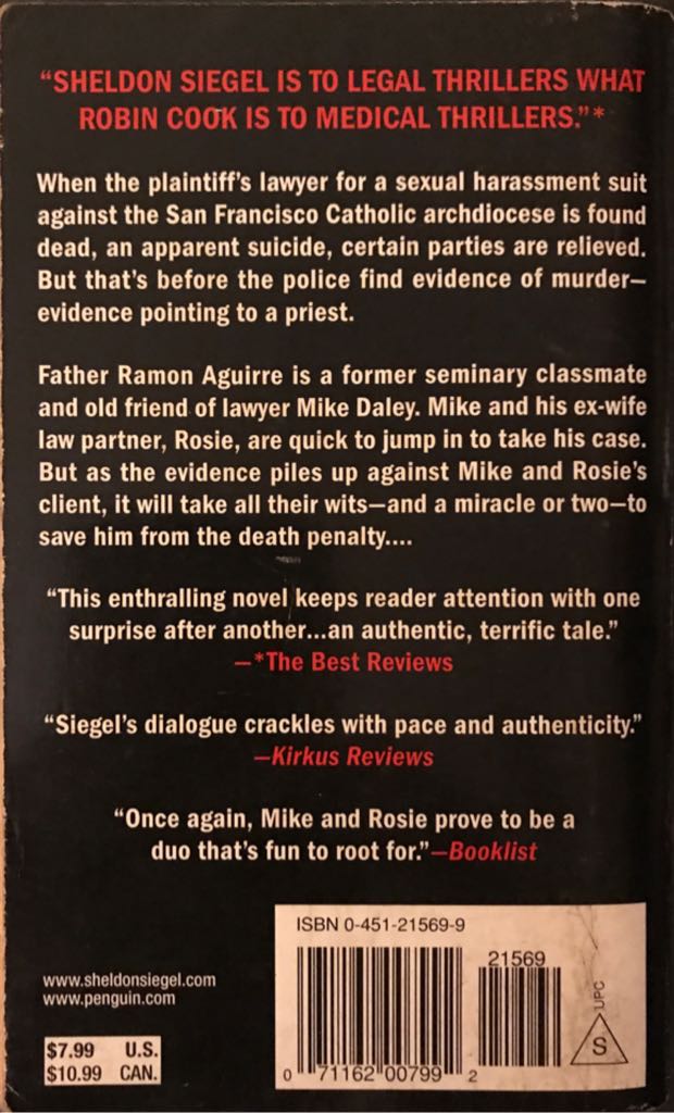 The Confession - Sheldon Siegel (A Signet Book - Paperback) book collectible [Barcode 9780451215697] - Main Image 2