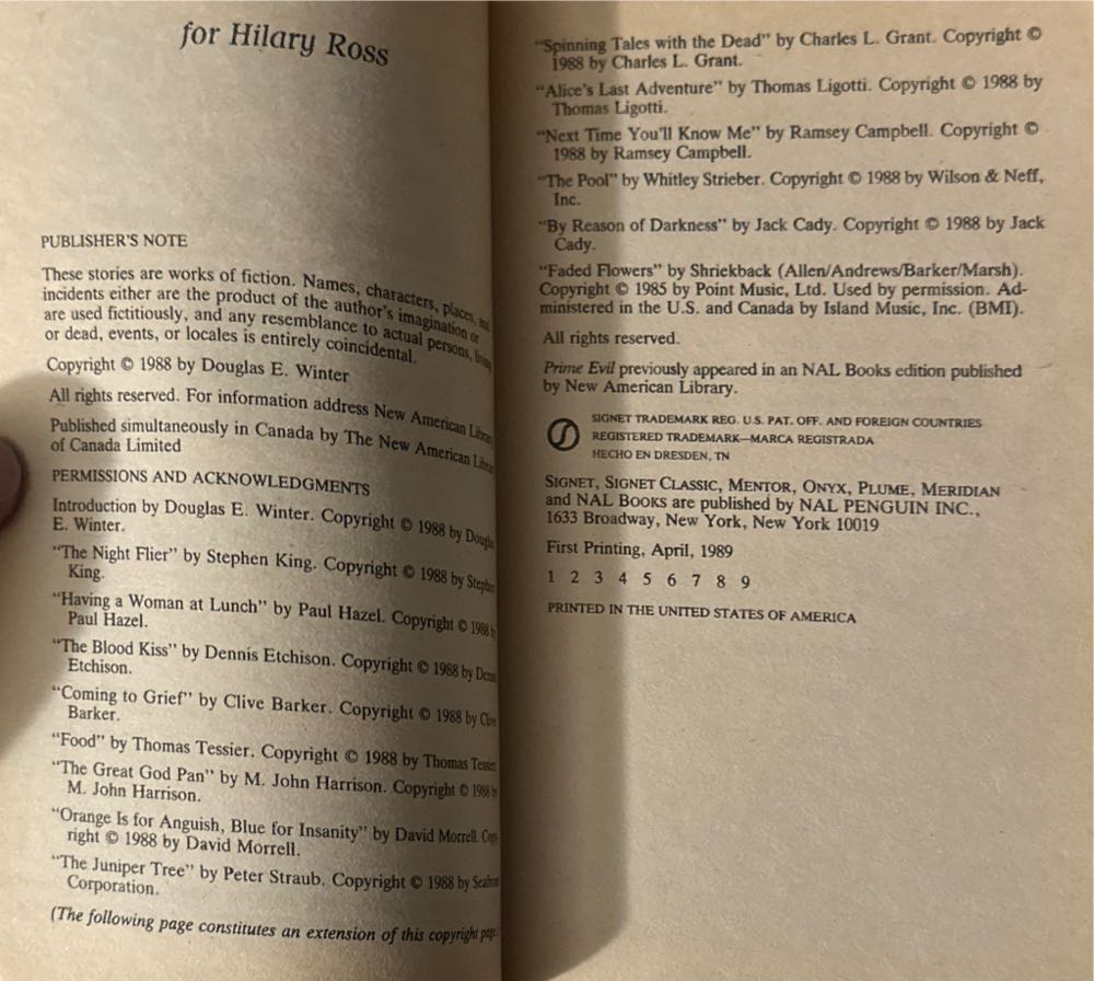 Prime Evil - Anthology (Signet - Paperback) book collectible [Barcode 9780451159090] - Main Image 3