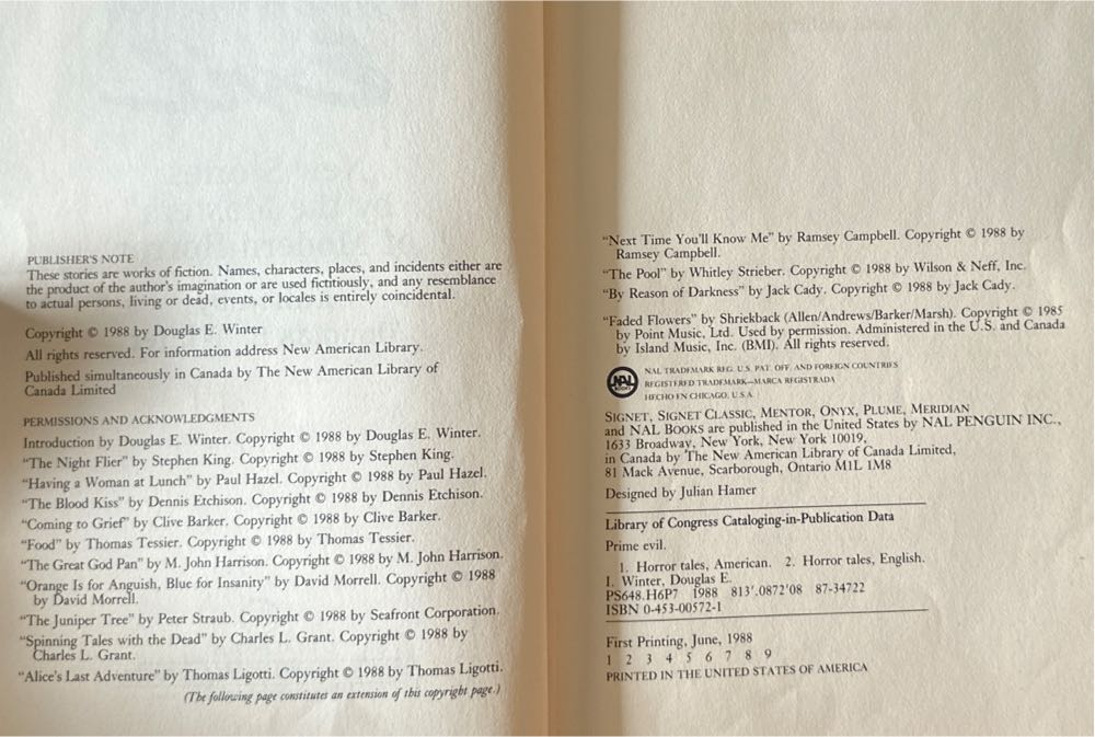 Prime Evil - Douglas E. Winter (New American Library - Hardcover) book collectible [Barcode 9780453005722] - Main Image 4