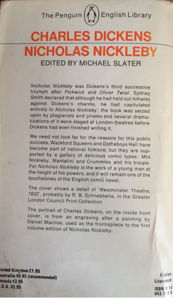 Nicholas Nickleby - Charles Dickens (Penguin Classics - Paperback) book collectible [Barcode 9780140431131] - Main Image 2