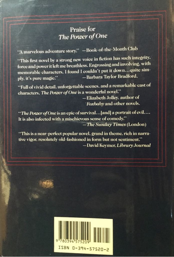 The Power Of One - Bryce Courtenay (Random House (NY) - Hardcover) book collectible [Barcode 9780394575209] - Main Image 2