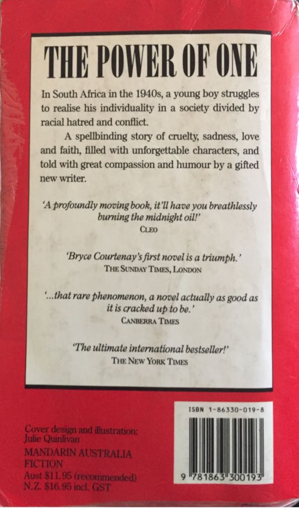 The Power Of One - Bryce Courtenay (Mandarin) book collectible [Barcode 9781863300193] - Main Image 2