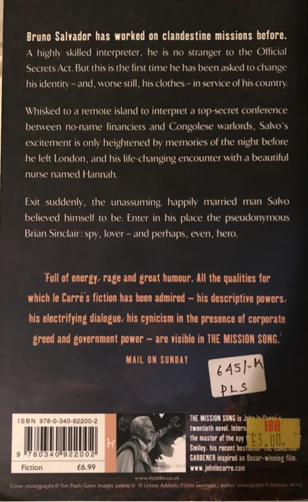 The Mission Song - John Le Carré (Hodder & Stoughton - Paperback) book collectible [Barcode 9780340922002] - Main Image 2