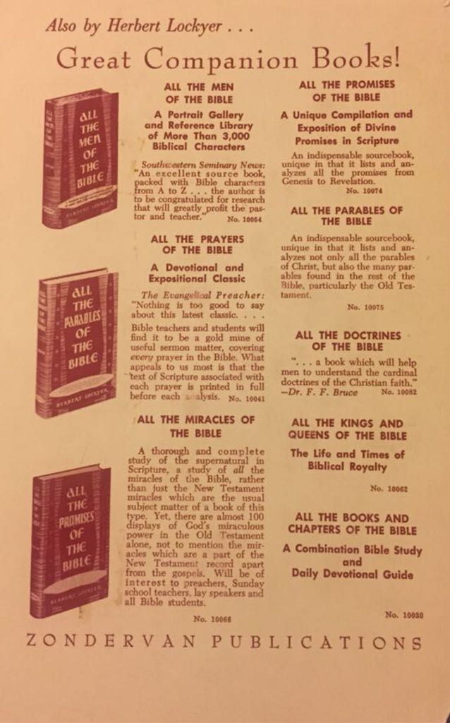 All The Men Of The Bible - Herbert Lockyer (Zondervan Publishing Company) book collectible [Barcode 9780310280804] - Main Image 2